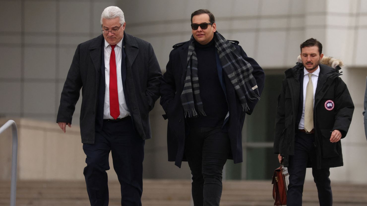 Former U.S. Representative George Santos, who was expelled from the U.S. House of Representatives, leaves his corruption trial at Central Islip Federal Courthouse in Central Islip, New York, U.S., January 23, 2024.