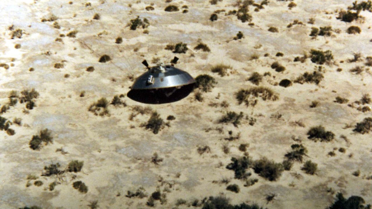 The U.S. Air Force released this 1972 photo of a Viking space probe awaiting recovery at White Sands Missile Range in New Mexico as part of its report on the so called "Roswell Incident" of 1947. The Air Force reported June 24 that "space aliens" who supposedly crashed in the New Mexico desert 50 years ago were only military dummies and that high-altidude research projects such as this may have become part of the incident. The 231-page report is aimed at ending longstanding speculation over the incident and denies that the military had recovered bodies from damaged flying saucers in 1947 and had been covering up the incident ever since.