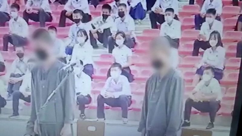 appears to show North Korean teens being punished in front of crowd. Hear why