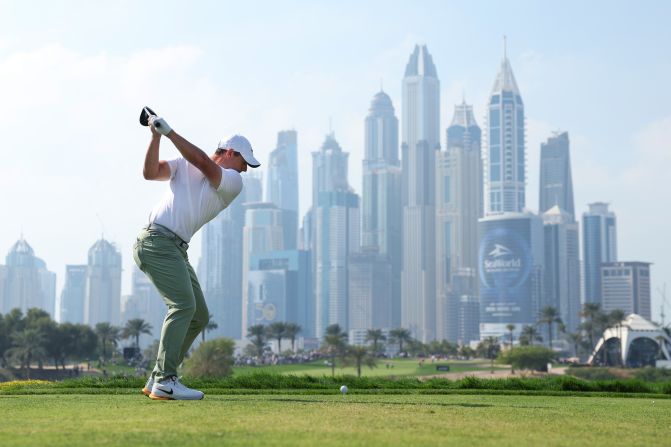 New season, new champions, same drama — 2024 promises to be another whirlwind year in the world of golf. Pictured: Rory McIlroy tees off at the Hero Dubai Desert Classic in January. <strong>Scroll through the gallery to re-live the best moments so far.</strong> 