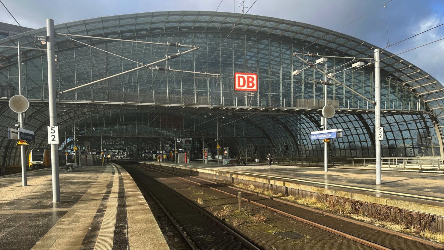 Empty tracks are seen at Berlin Central Station during a train drivers' strike on January 24.