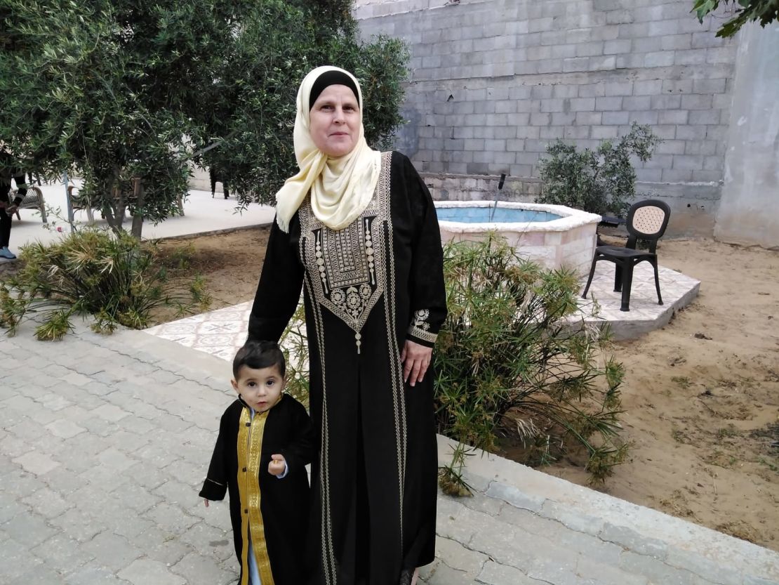 Hala Khreis and her grandson, Tayem.