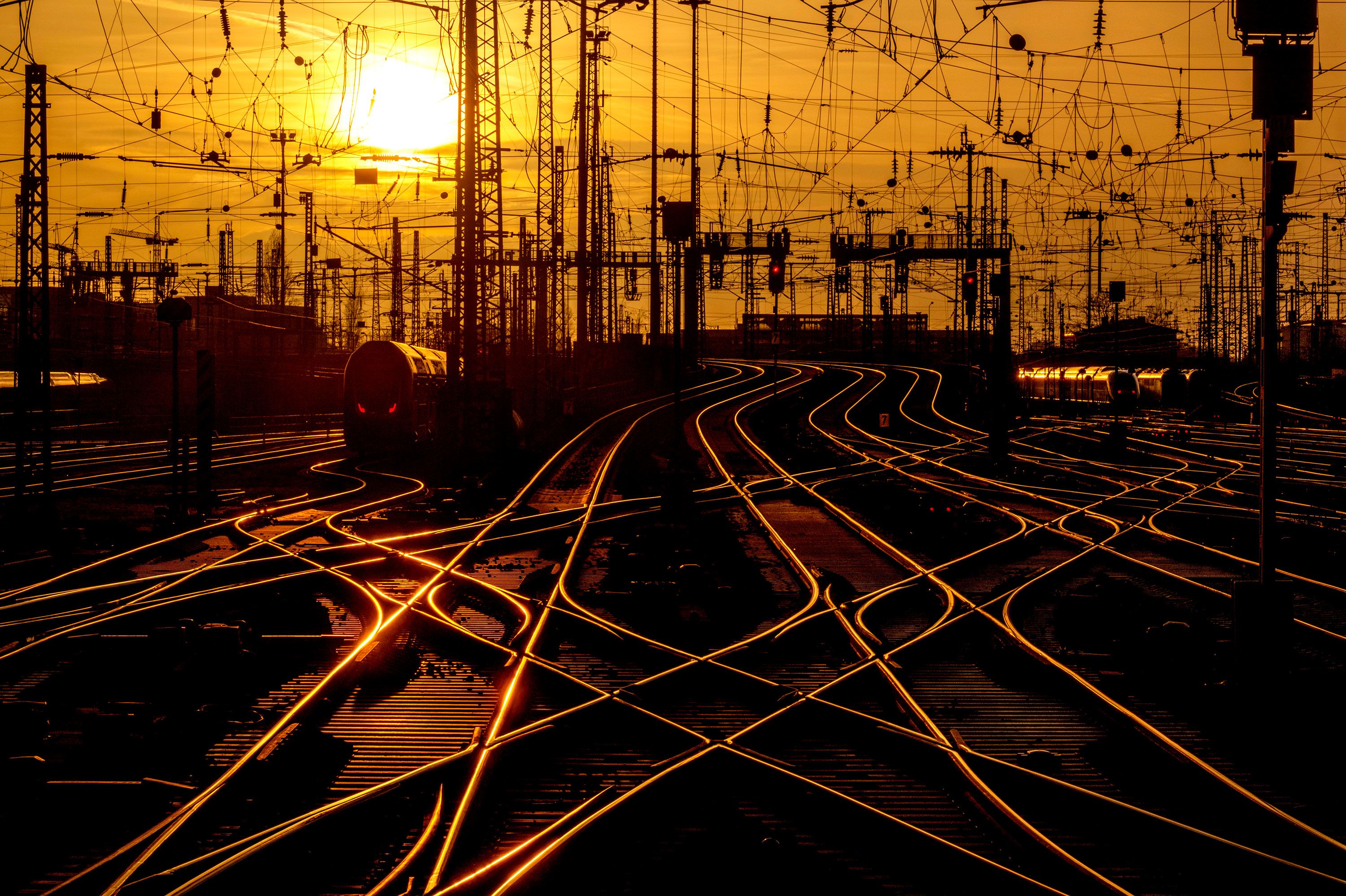 Empty rails are seen in Frankfurt, Germany, on Wednesday, January 24, after train drivers in the country embarked on a six-day strike. It's the second time this month that members of Germany's GDL Union have walked off the job in an ongoing wage dispute with Deutsche Bahn.