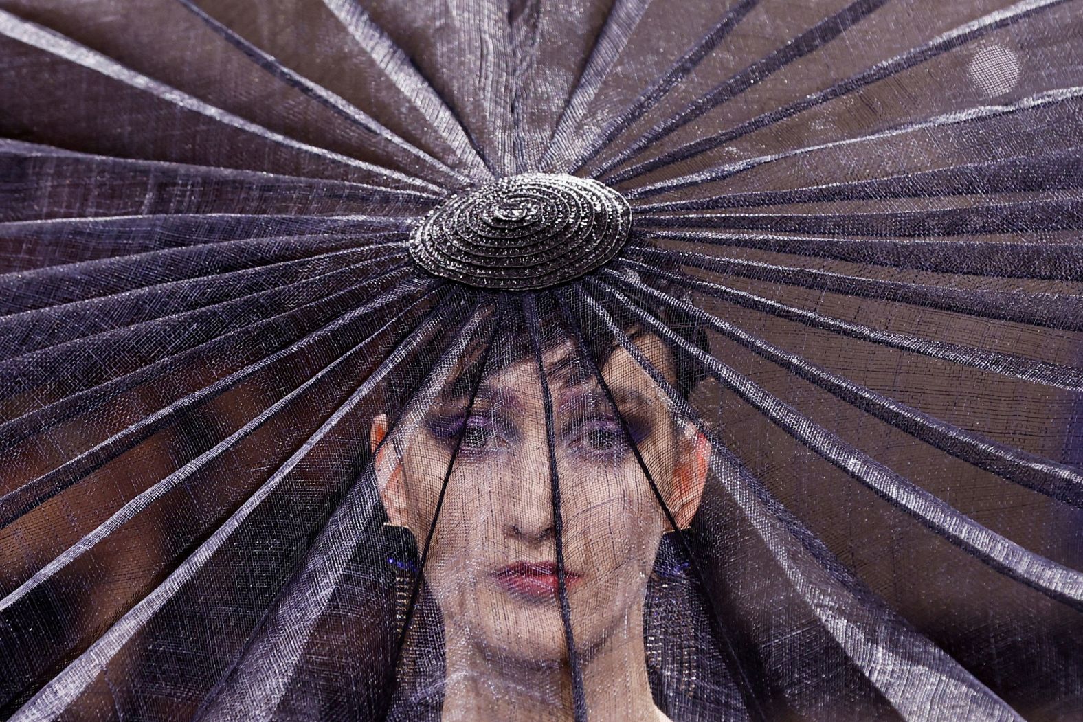 A model presents a Giorgio Armani creation as part of a fashion show in Paris on Tuesday, January 23.