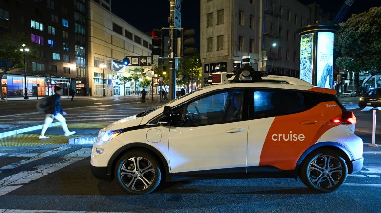 SAN FRANCISCO, CA, UNITED STATES - JULY 24: A Cruise, which is a driverless robot taxi, is seen during operation in San Francisco, California, USA on July 24, 2023. The self-driving service of âCruiseâ, the autonomous vehicle company owned by General Motor, is thought to be a step towards wider commercial deployment of a long-promised autonomous alternative to ride-hailing services such as Uber or Lyft in the US. (Photo by Tayfun Coskun/Anadolu Agency via Getty Images)