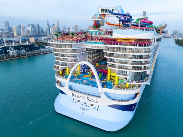 <strong>World's largest cruise ship:</strong> Icon of the Seas has eight neighborhoods and 20 decks total, 18 of which are guest decks. It has 2,805 staterooms and a crew of 2,350.