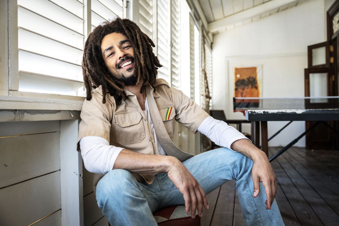 Kinglsey Ben-Adir as "Bob Marley" in Bob Marley: One Love from Paramount Pictures.