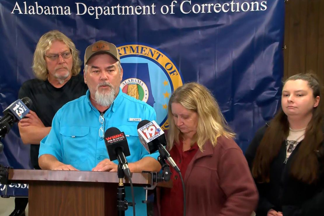 Victims family during a press conference in Atmore, Alabama on January 25, 2024.