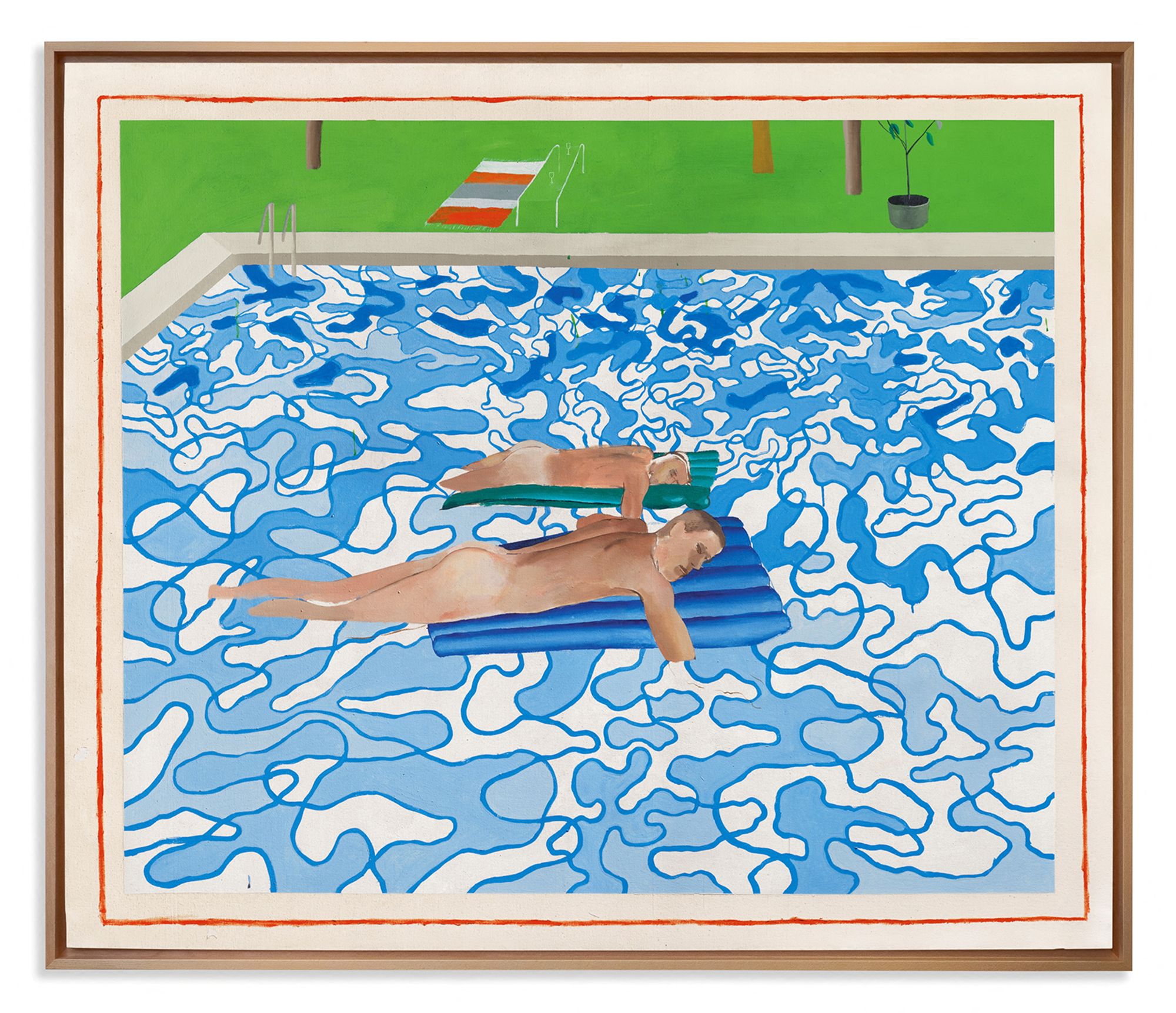 David Hockney's 1965 "California" painting, which is being offered for sale at auction house Christie's "20th/21st Century: London Evening Sale" on March 7, 2024 in London, Britain, is displayed in this undated handout photo obtained on January 25, 2024.