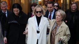 E. Jean Carroll and her attorneys Shawn Crowley and Roberta Kaplan walk outside the Manhattan Federal Court, in the second civil trial after she accused former U.S. President Donald Trump of raping her decades ago, in New York City, U.S., January 26, 2024. REUTERS/Brendan Mcdermid