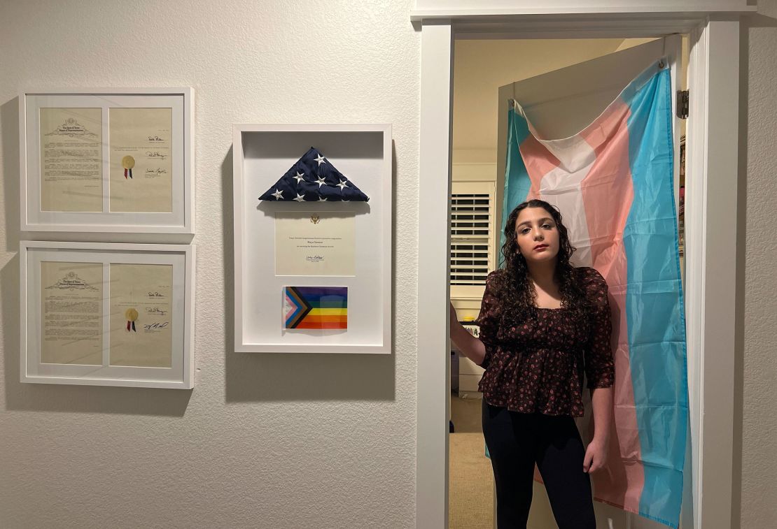 Maya Stanton stands in the doorway of her bedroom on January 26, 2024. Laura Oliviero/CNN