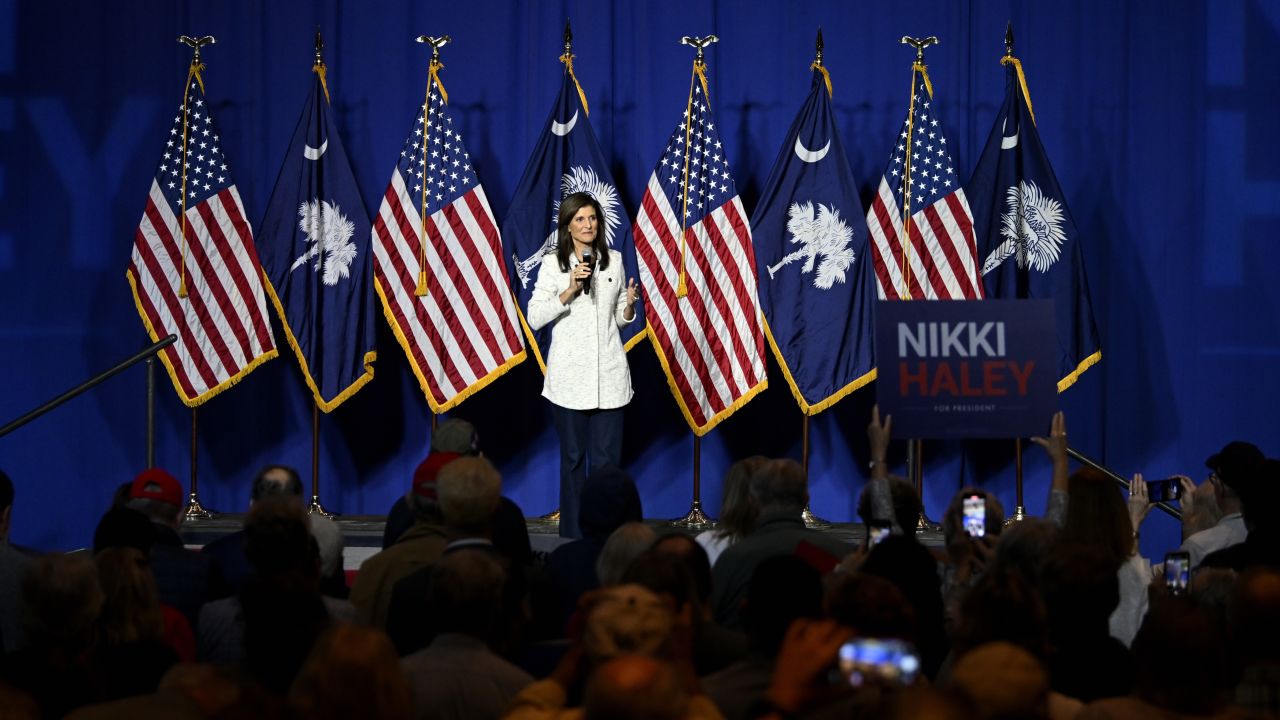 Nikki Haley hosts a rally in North Charleston to kick off her swing in the Palmetto State leading up to the State's primary, in South Carolina, United States on January 24, 2024.