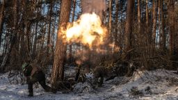 A Ukrainian artillery crew with the Bureviy Brigade fires on a Russian position, in the Luhansk region of Ukraine, Jan. 13, 2024. After a Ukrainian summer counteroffensive in the south that fell far short of objectives, and with Russian troops currently on the attack and Western military aid less assured than in the past, the country's prospects are looking bleak. (Finbarr O'Reilly/The New York Times)