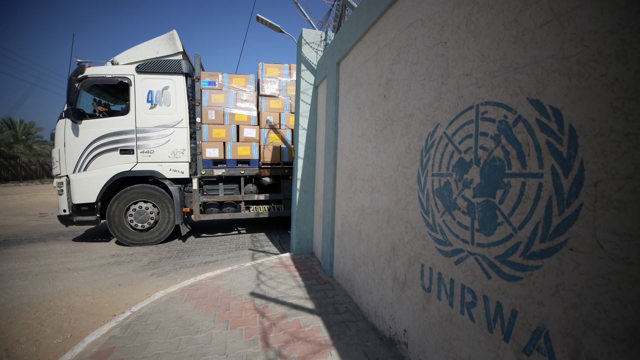 Workers of the United Nations Relief and Works Agency for Palestine Refugees (UNRWA) pack the medical aid and prepare it for distribution to hospitals at a warehouse in Deir Al-Balah, Gaza on October 25, 2023.
 (Photo by Majdi Fathi/NurPhoto via Getty Images)