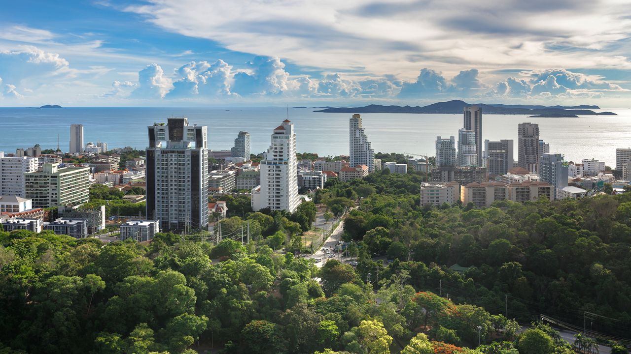 This picture shows a general view of Pattaya city in Thailand.
