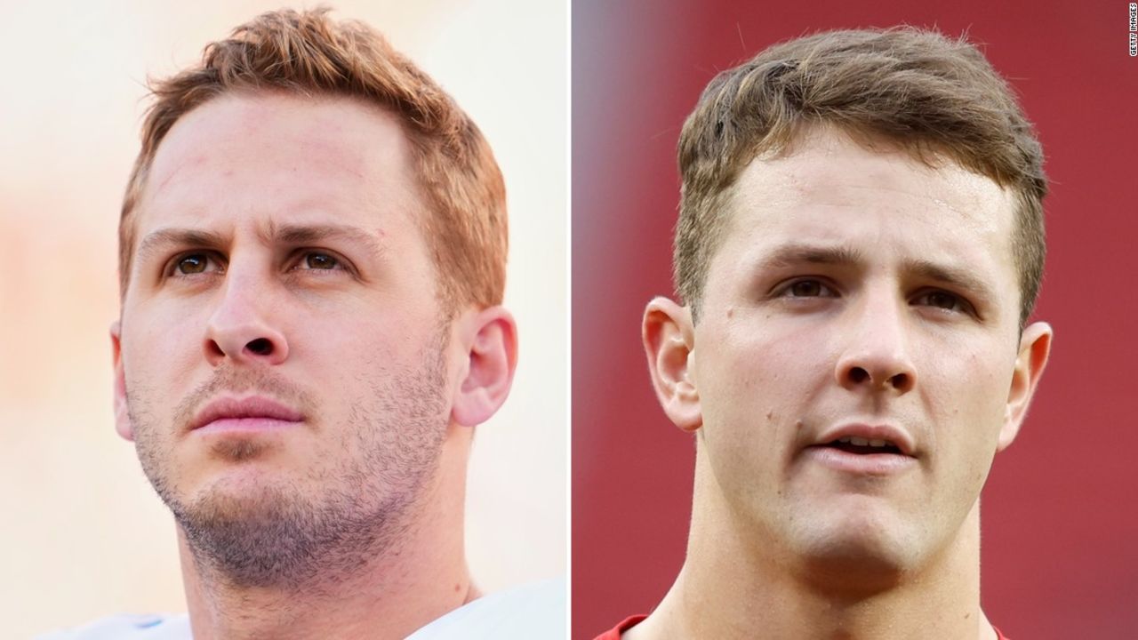 From left, Detroit Lions quarterback Jared Goff and Brock Purdy #13 of the San Francisco 49ers.