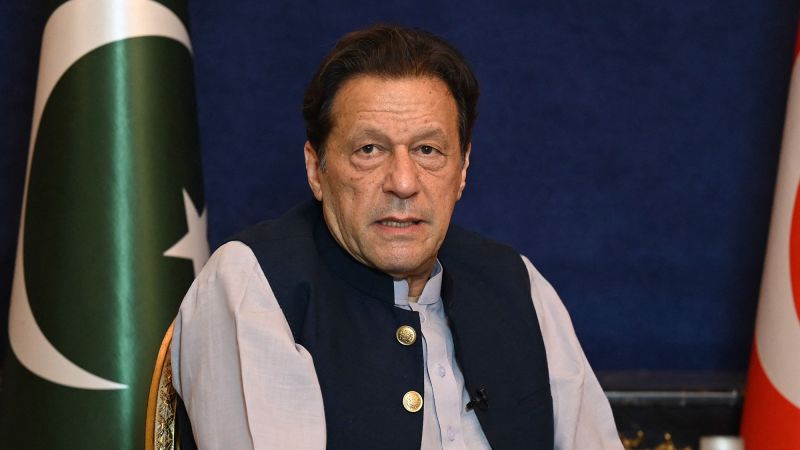 Pakistan's former prime minister Imran Khan at his residence in Lahore on March 15, 2023.