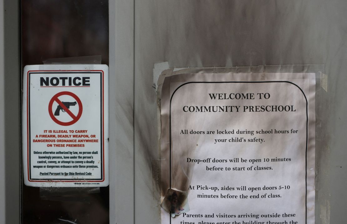Fire damage on the door of Community Church of Chesterland ahead of a Drag Show Story Hour at the church in Chesterland, Ohio, U.S., March 31, 2023. REUTERS/Jim Urquhart