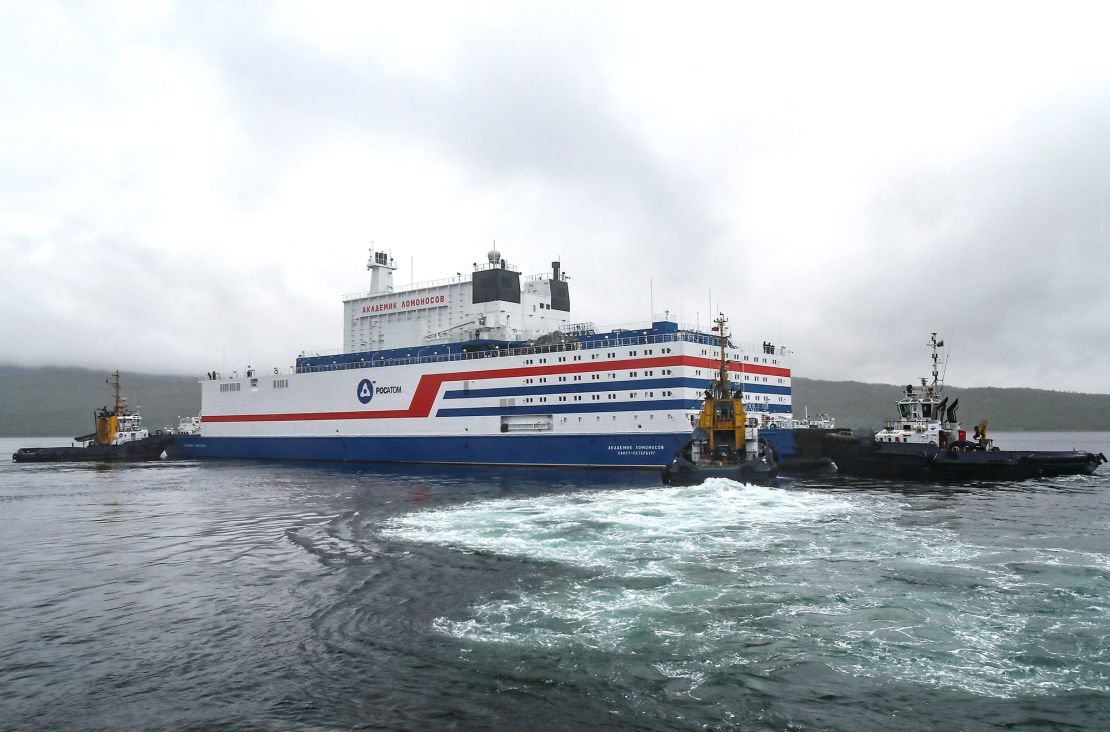 Russia's floating nuclear power plant Akademik Lomonosov leaves the service base of Rosatomflot company for a journey along the Northern Sea Route to Chukotka from Murmansk, Russia August 23, 2019. REUTERS/Maxim Shemetov