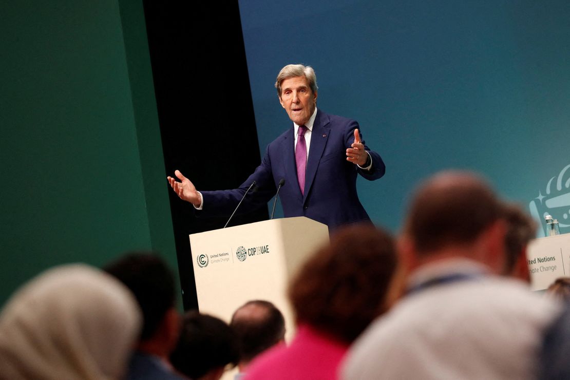U.S. Special Presidential Envoy for Climate John Kerry gestures during a press conference, at the United Nations Climate Change Conference (COP28) in Dubai, United Arab Emirates December 6, 2023. REUTERS/Thomas Mukoya