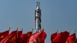 The combination of Tianzhou-6 cargo spacecraft and Long March-7 Y7 carrier rocket is transferred to launching area at Wenchang Spacecraft Launch Site on May 7, 2023 in Wenchang, Hainan Province of China.