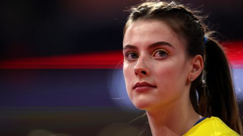 BELGRADE, SERBIA - MARCH 19: Yaroslava Mahuchikh of Ukraine UKR looks on prior to the Women's High Jump on Day Two of the World Athletics Indoor Championships Belgrade 2022 at Belgrade Arena on March 19, 2022 in Belgrade, Serbia. (Photo by Maja Hitij/Getty Images for World Athletics)