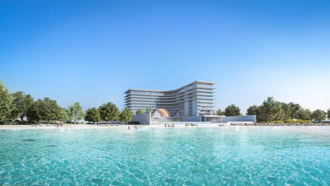 The Armani Beach Residences on the Palm Jumeirah includes a residents-only spa and access to a private beach, pictured in this digital rendering.