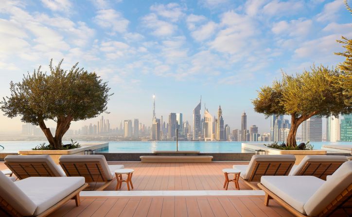 The United Arab Emirates' longest suspended infinity pool is making a splash. It's located at The Link in Dubai, the world's longest cantilever building, which projects 67.5 meters (221 feet) over the city. <strong>Look through the gallery to learn more about the record-setting destination. </strong>
