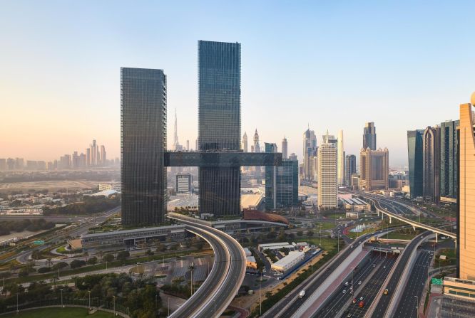 <a >One Za’abeel</a> claimed the record for the world’s longest cantilever building when it opened in February 2024. The cantilever is part of a 230-meter-long (755-foot) structure known as “The Link” suspended between twin skyscrapers, with the cantilever projecting 67.5 meters (221 feet) over the city.