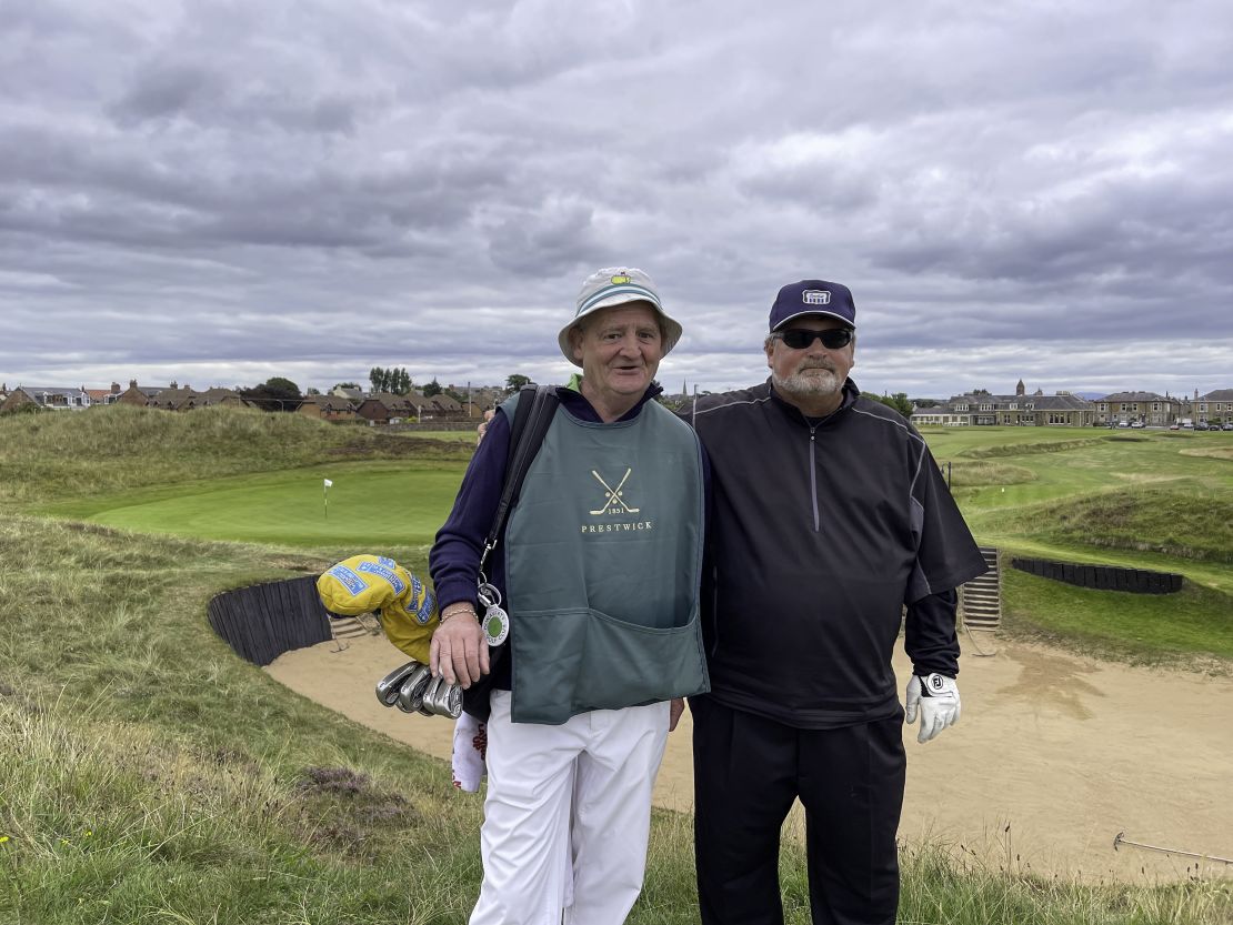 Hartsell (right) and a friend while playing Prestwick Golf Club in South Ayrshire, around 50 kilometers southwest from Glasgow.