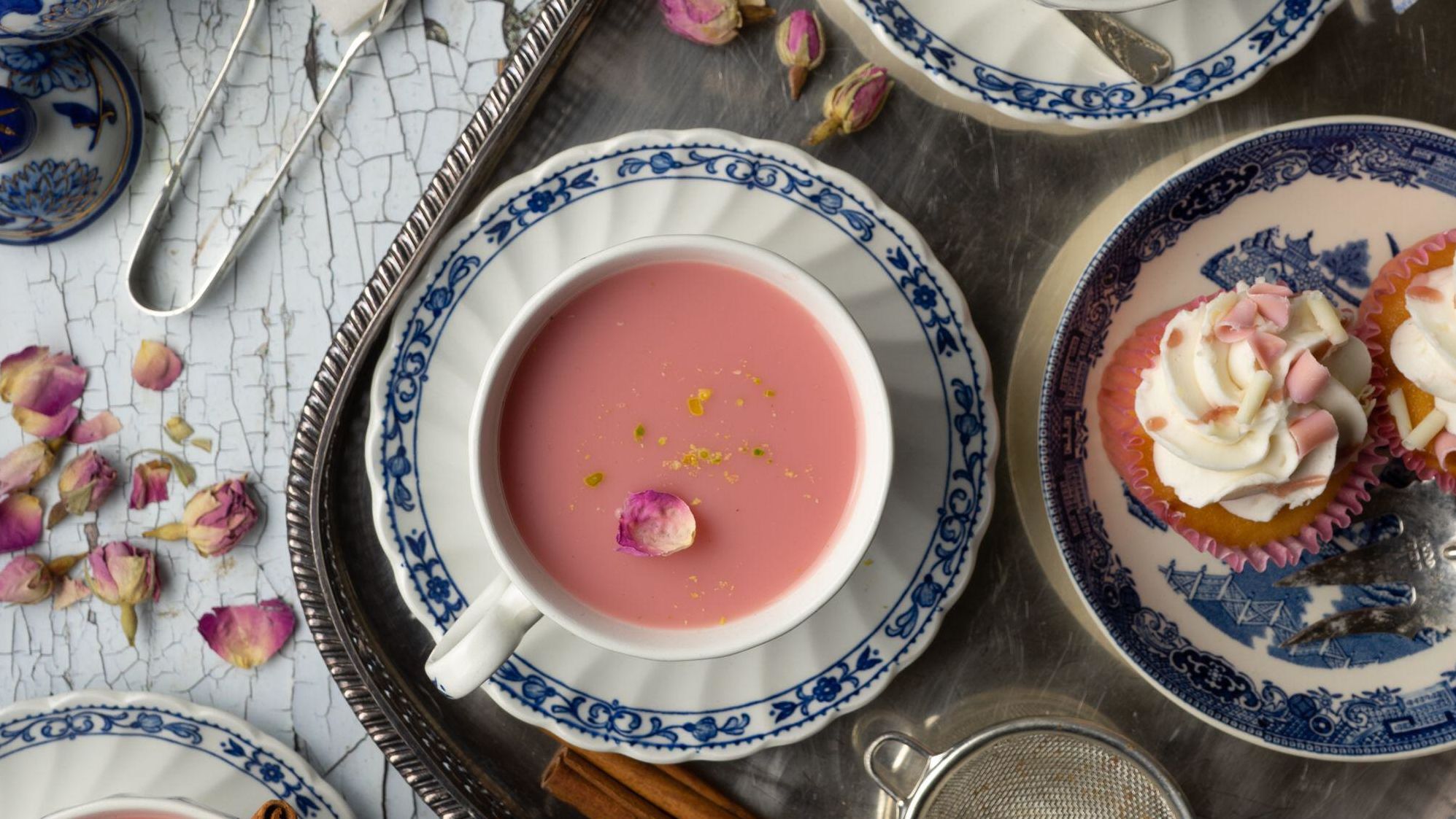 Kashmiri pink chai offers pastel-colored refreshment.