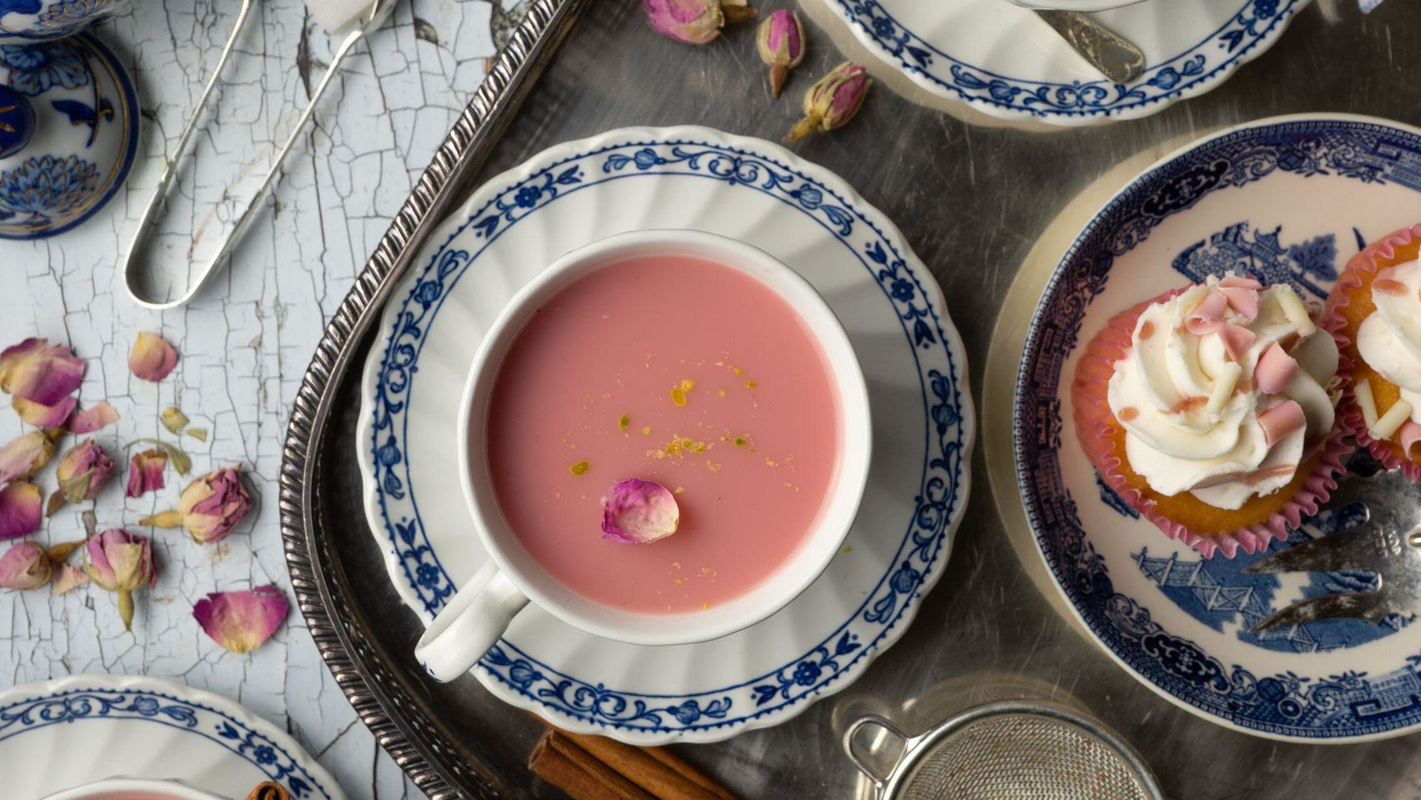 Kashmiri pink chai offers a pastel refreshment.