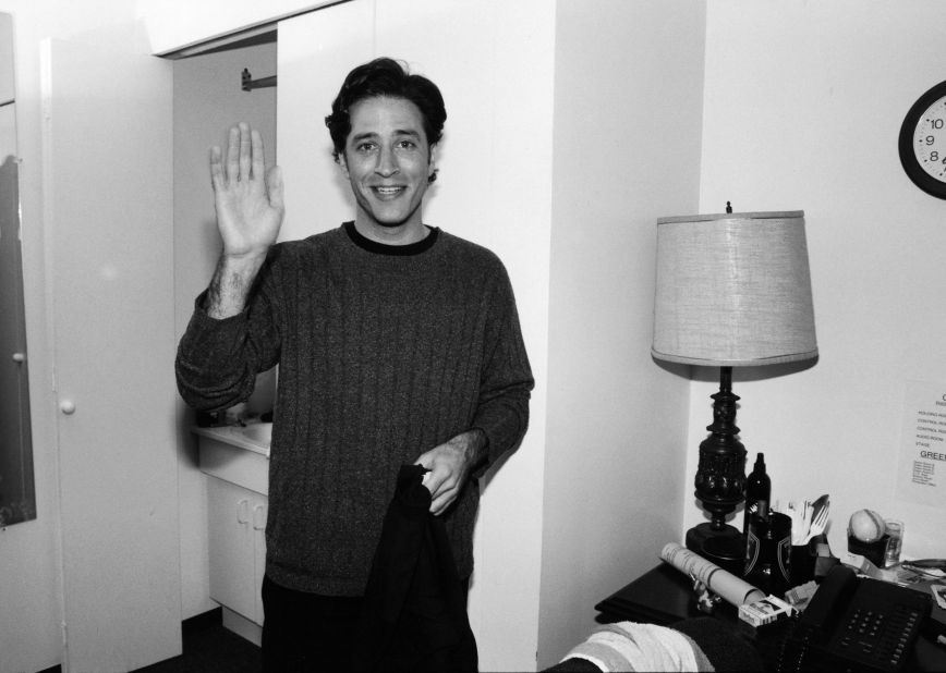 Stewart waves goodbye backstage after taping the last episode of "The Jon Stewart Show" in 1995.