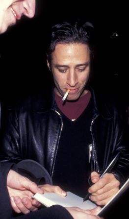 Stewart signs an autograph in New York while attending the premiere of the film "The Basketball Diaries" in 1995.