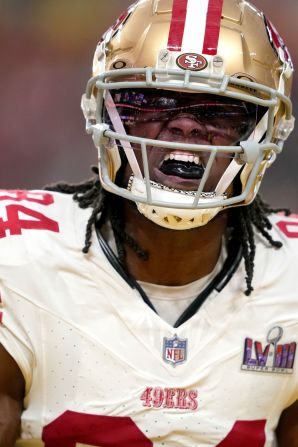 49ers wide receiver Chris Conley is fired up after a first-half play.