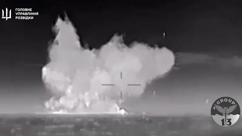 shows sea drone sinking Russian warship in the Black Sea