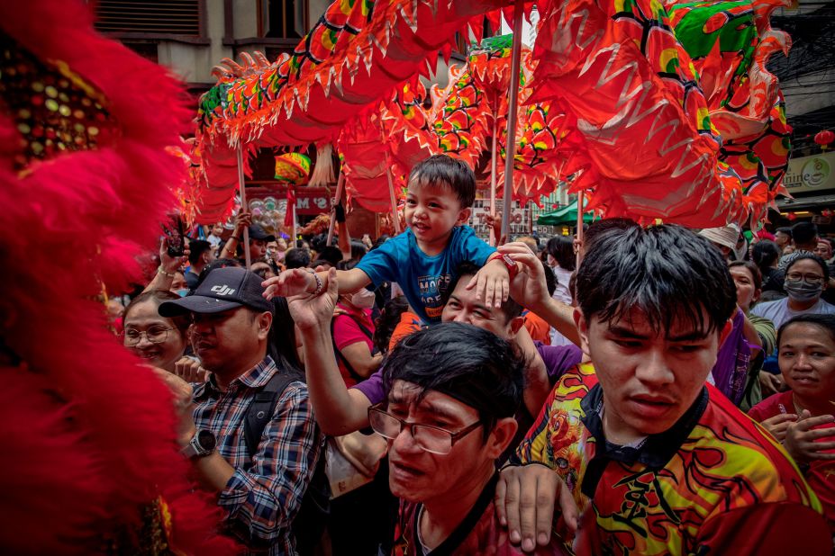 People celebrate Lunar New Year in Manila, Philippines, on February 10.