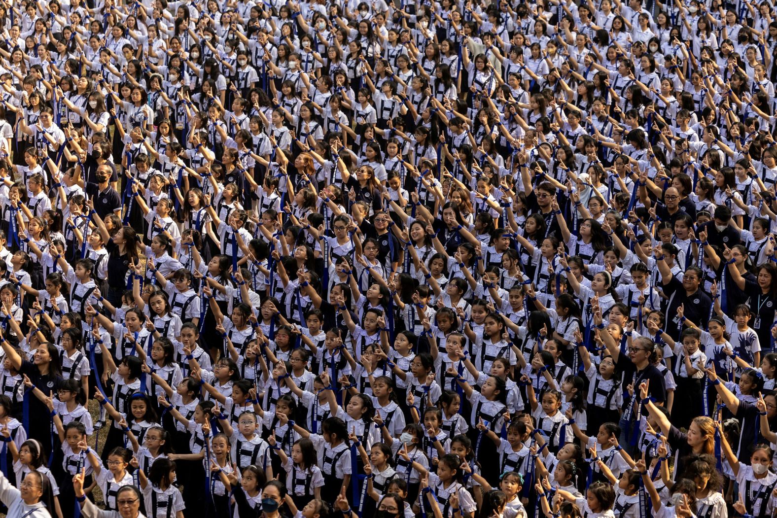 Students in Manila, Phillippines, dance on Thursday, February 15, while taking part in the One Billion Rising global campaign to end violence against women and advance gender equality.