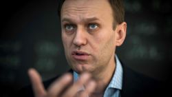 TOPSHOT - Russian opposition leader Alexei Navalny speaks during an interview with AFP at the office of his Anti-corruption Foundation (FBK) in Moscow on January 16, 2018. The Kremlin's top critic Alexei Navalny has slammed Russia's March presidential election, in which he is barred from running, as a sham meant to "re-appoint" Vladimir Putin on his way to becoming "emperor for life". (Photo by Mladen ANTONOV / AFP) (Photo by MLADEN ANTONOV/AFP via Getty Images)