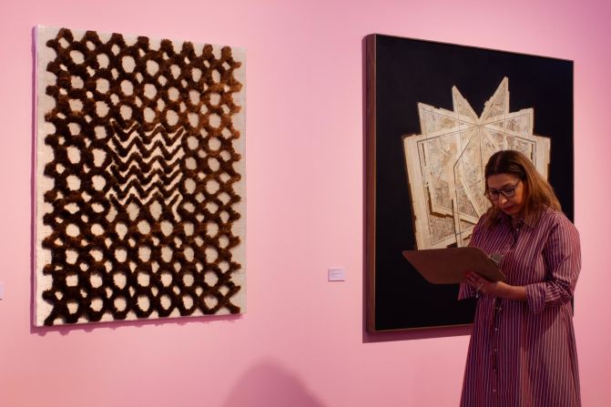 The winning artwork, titled "Portal #1," was created by  Amina Agueznay. The Moroccan artist drew inspiration from traditional door patterns found in southern Morocco. Local women weaved the materials to bring this piece to life.