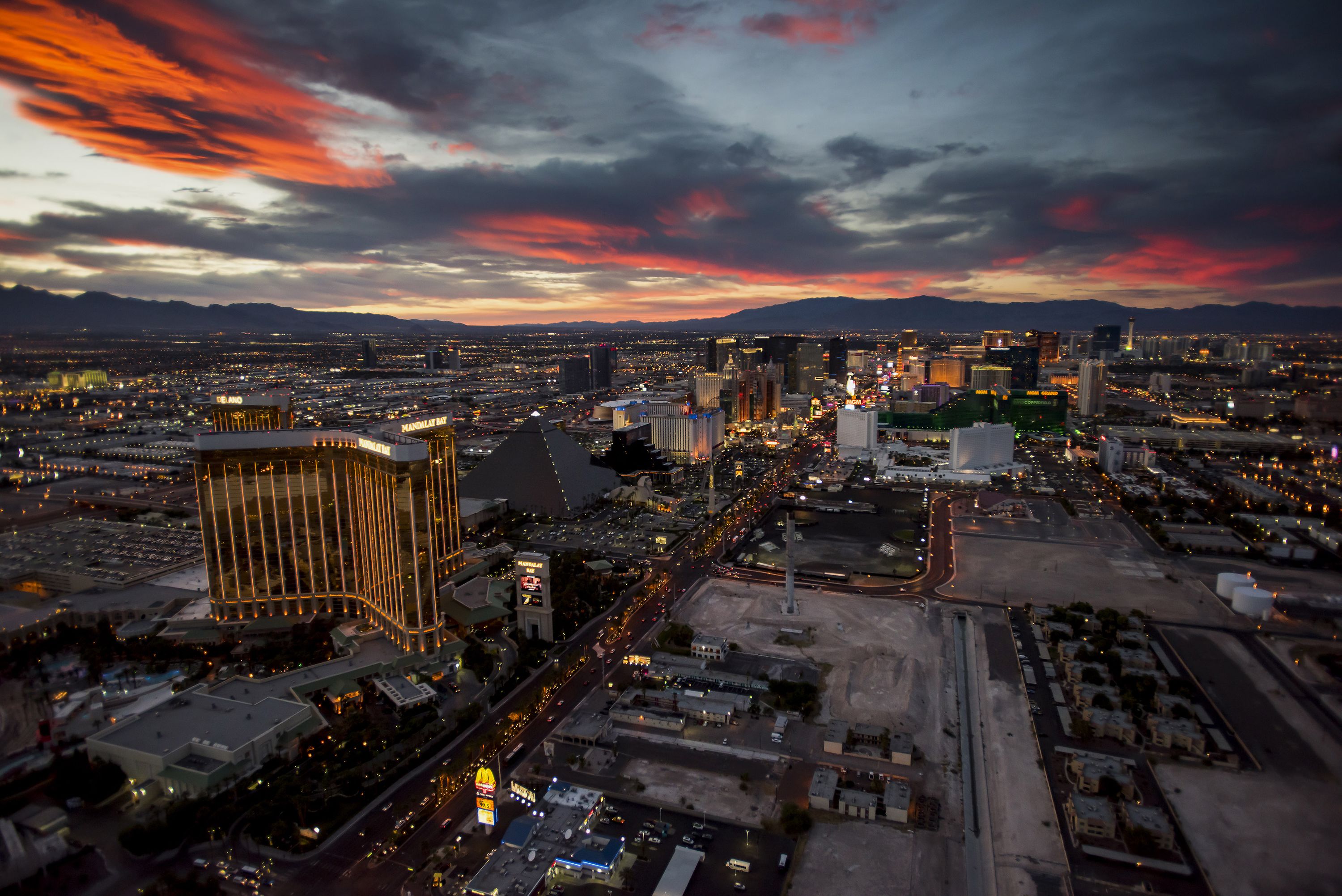 The Las Vegas Strip is seen at dusk in August 2015. Las Vegas, aka "Sin City," is one of America's most beloved destinations. 