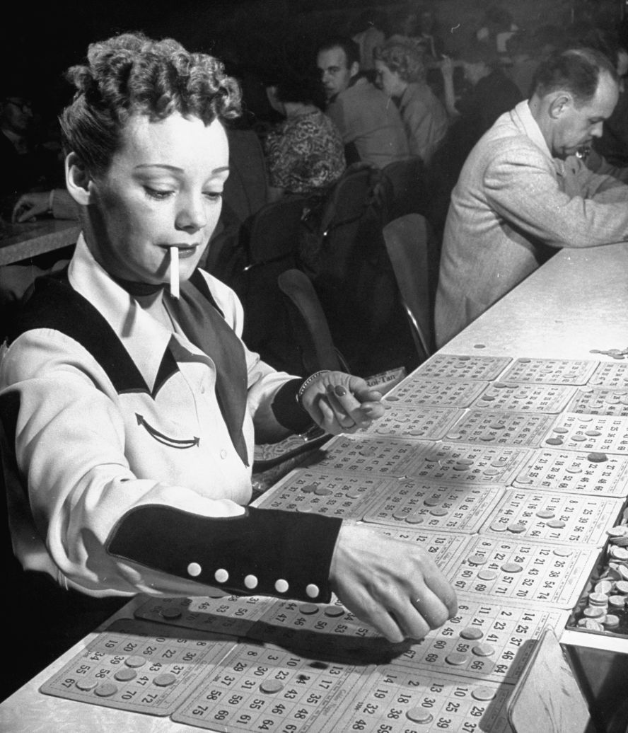 A woman plays a game at the Golden Nugget casino in 1947.