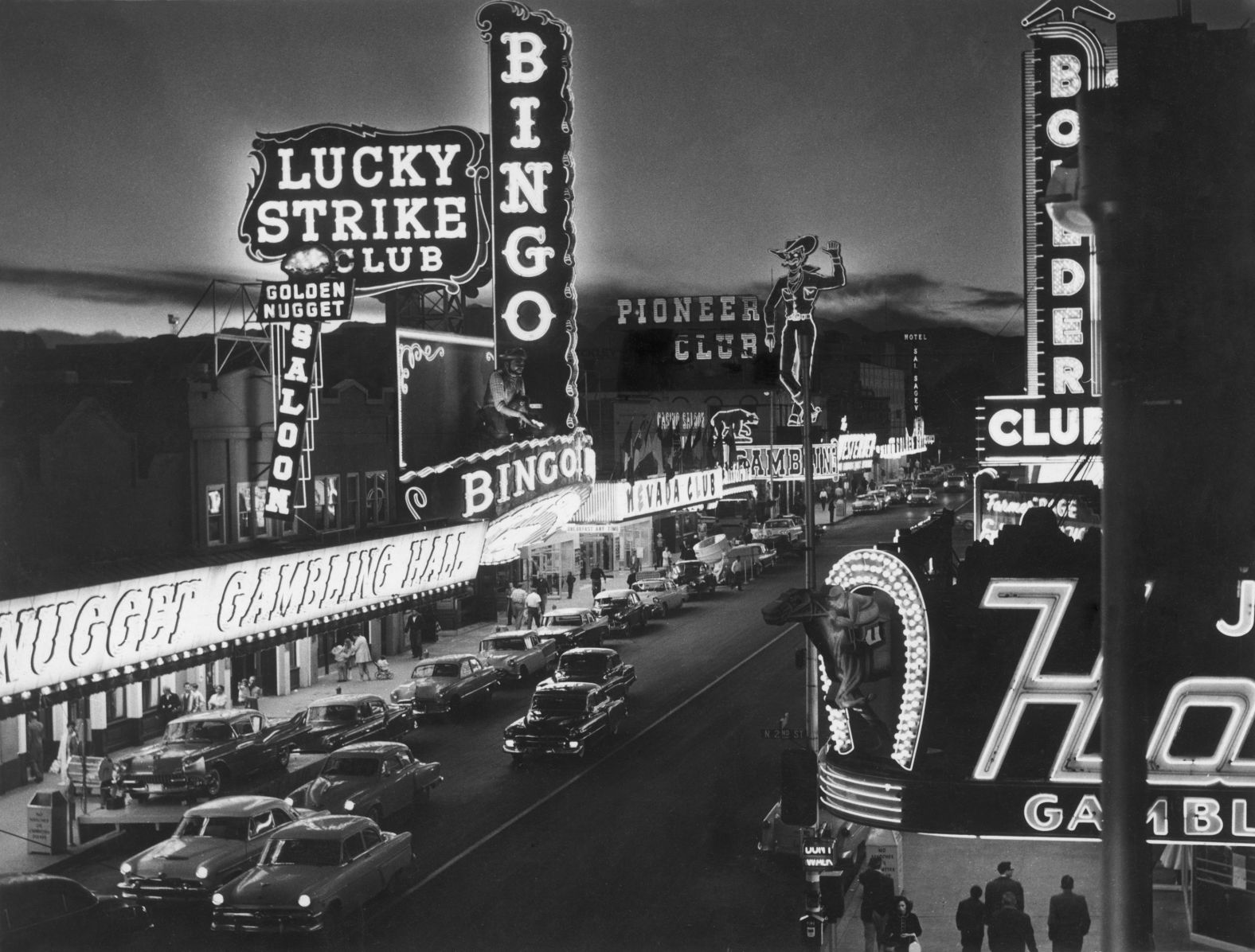 A partial view of the Las Vegas Strip in 1958.