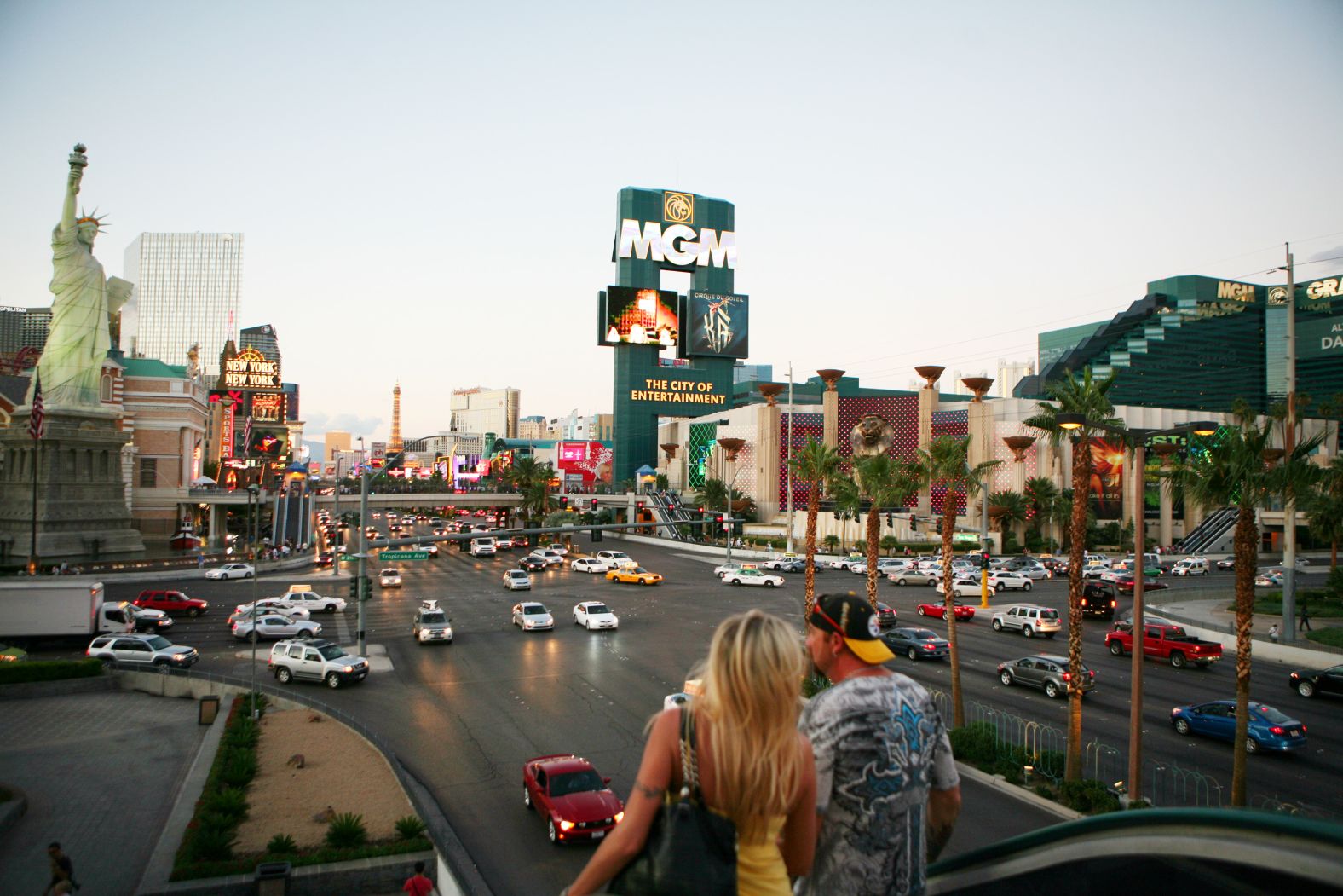 Cars drive down the Las Vegas Strip in 2011 as the city was recovering from a record two-year drop in gambling and conventions. The country's recession in 2008 had a major impact on Las Vegas tourism.