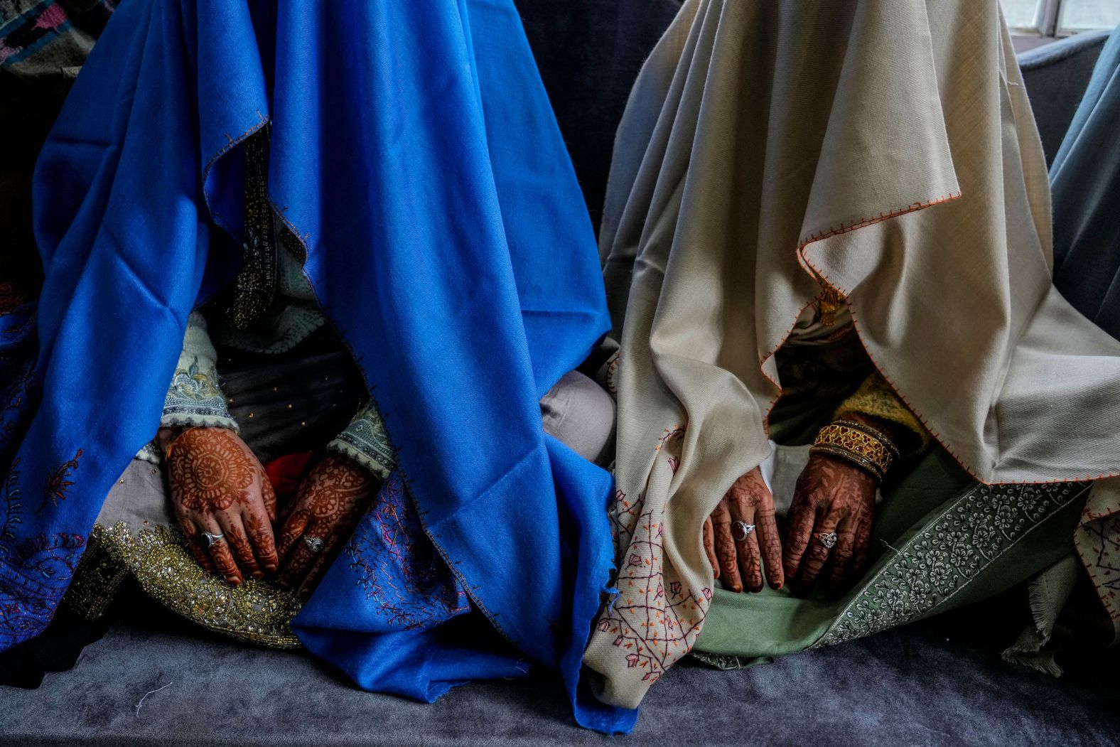 Kashmiri Muslim brides sit during a mass marriage in Srinagar, India, on Wednesday, February 21.