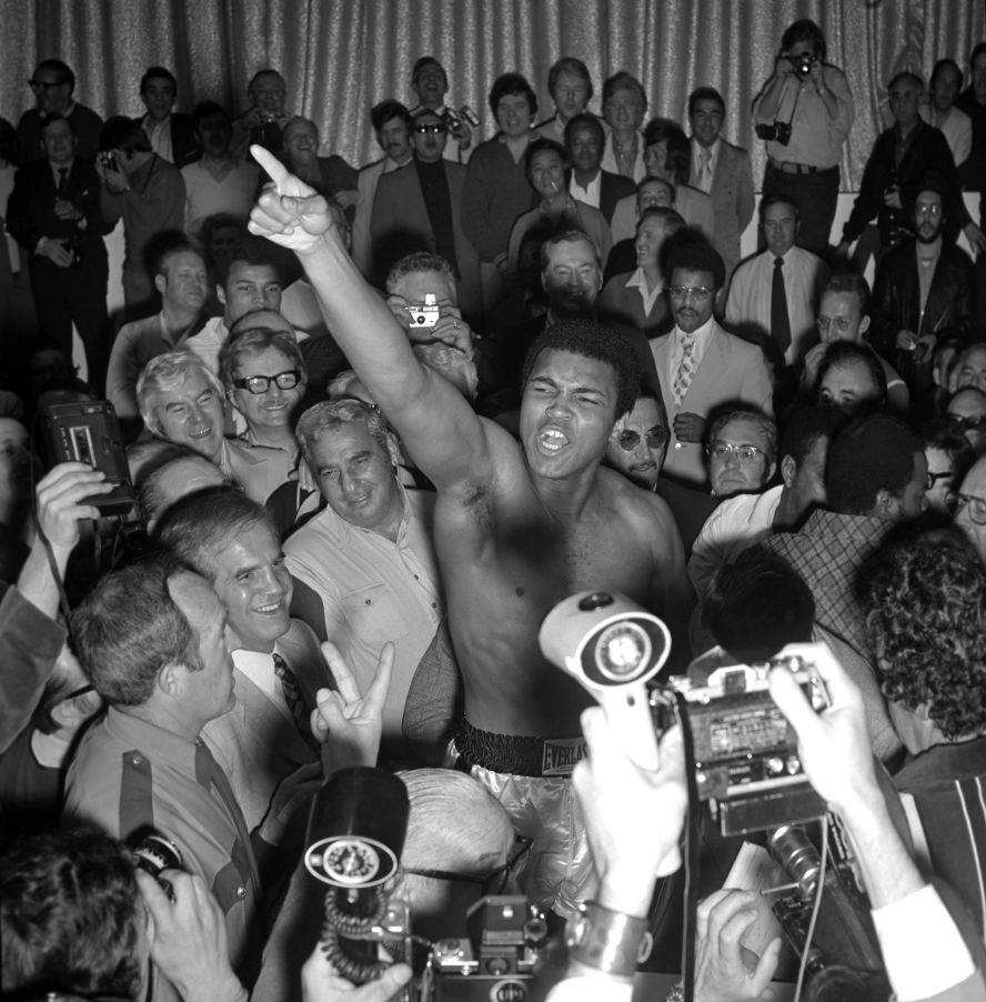 Boxing icon Muhammad Ali attends the weigh-in for his fight with Joe Bugner in 1973. Las Vegas became known for hosting marquee fights, and the tradition carries on today with mixed martial arts.