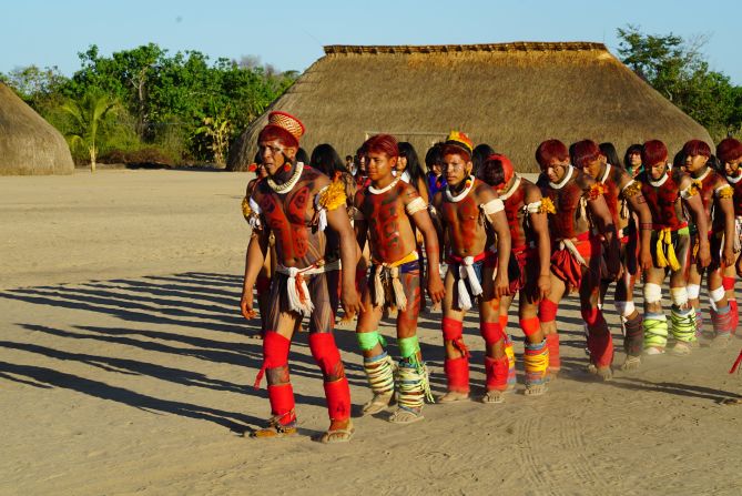 In 2022, Butler visited the Amazon Rainforest and the Indigenous communities that live there, including the Xingu People shown here. They say climate change is causing extreme heat and drought which threaten their food crops such as cassava.