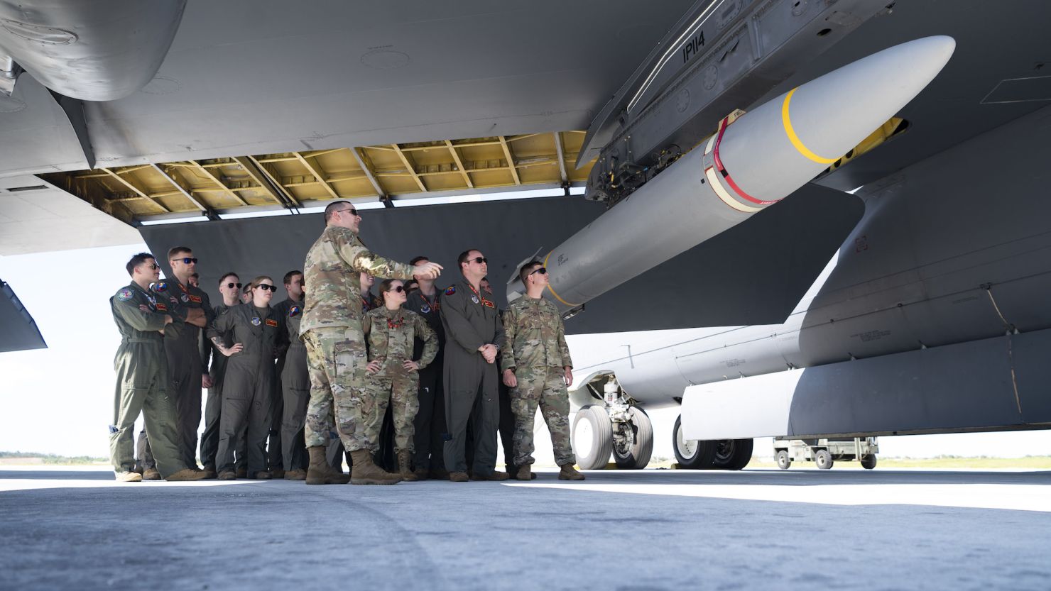 B-52 crews take part in hypersonic weapon familiarization training at Andersen Air Force Base, Guam, on February 27, 2024.