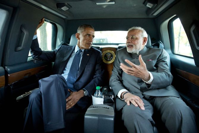 With former US President Barack Obama in Washington, D.C., on September 30, 2014. 