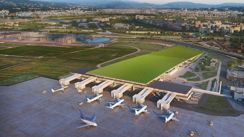 Новият летищен терминал във Флоренция ще има лозе на покрива си